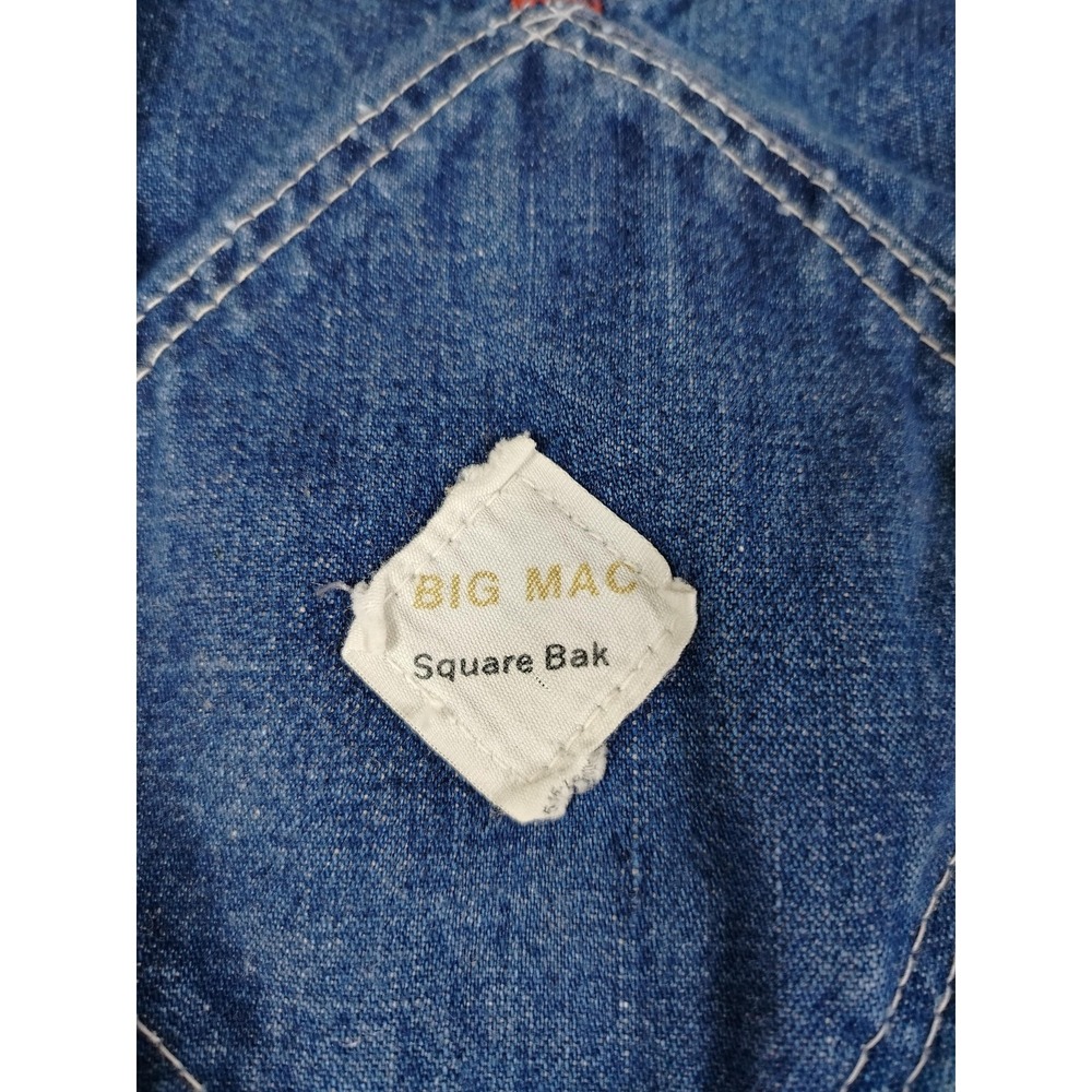 Vintage Big Mac Bib Overalls Mens Large Blue Denim Square Bak Workwear 70s - Picture 4 of 10